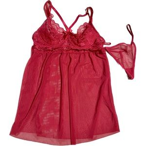 NWOT JUST SEXY LINGERIE 2-Piece Mesh Chemise & G-String Set